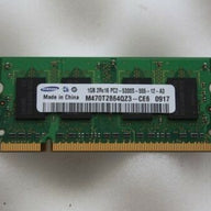 Samsung 1GB PC2-5300 DDR2-667MHz non-ECC Unbuffered CL5 200-Pin SoDimm ( M470T2864QZ3-CE6 ) REF