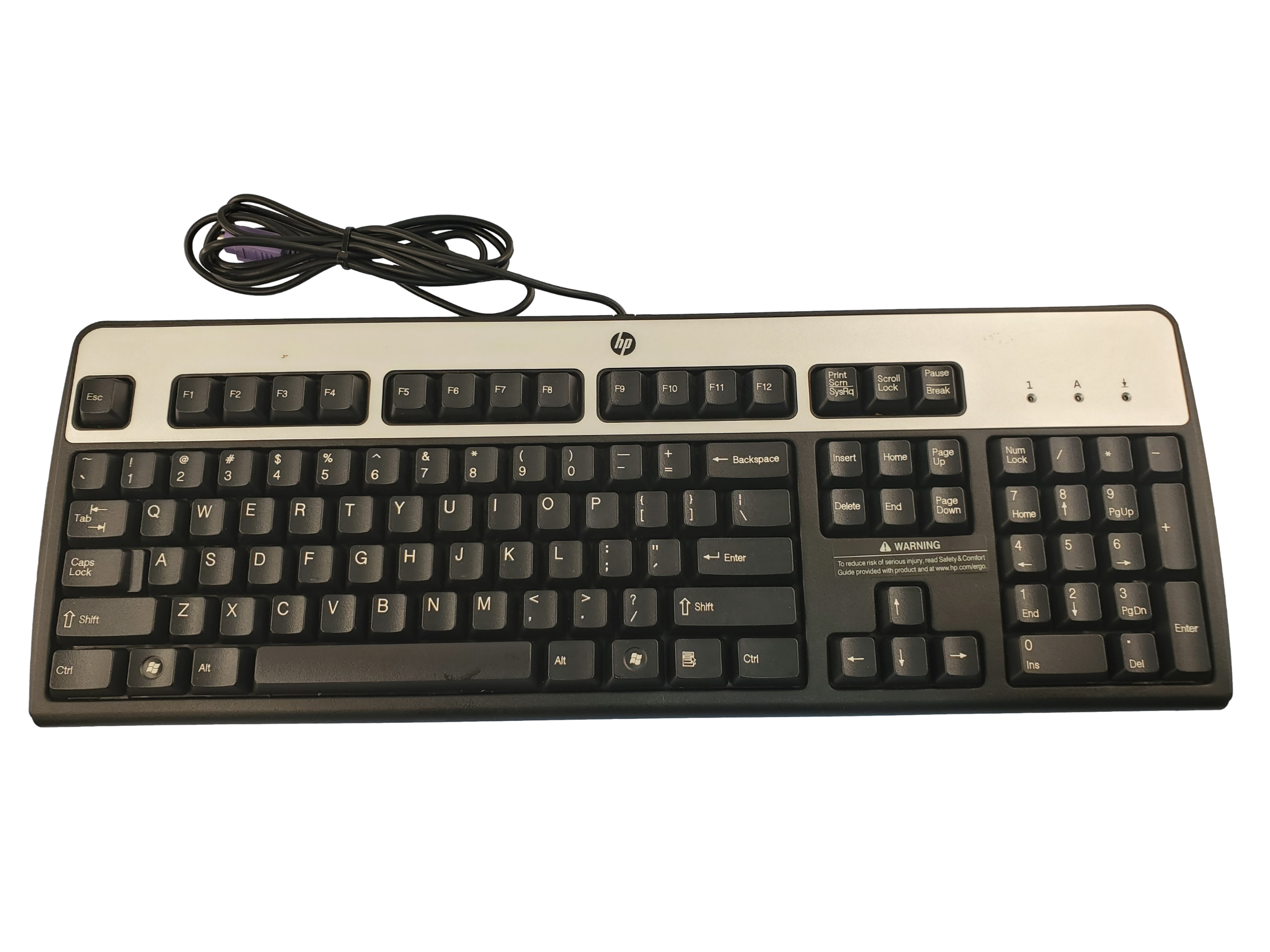 HP UK Keyboard with PS/2 connector - Black/Silver ( 434820-031 435302-031 SK-2880 ) USED