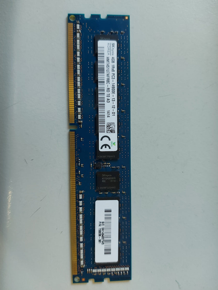 Hynix / HP 4GB PC3-14900 DDR3 ECC Unbuff CL13 DIMM HMT451U7AFR8C-RD 733036-581