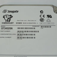 Seagate 4.5GB SCSI 50 Pin 7200rpm 3.5in HDD ( 9L1001-006 ST34520N ) USED