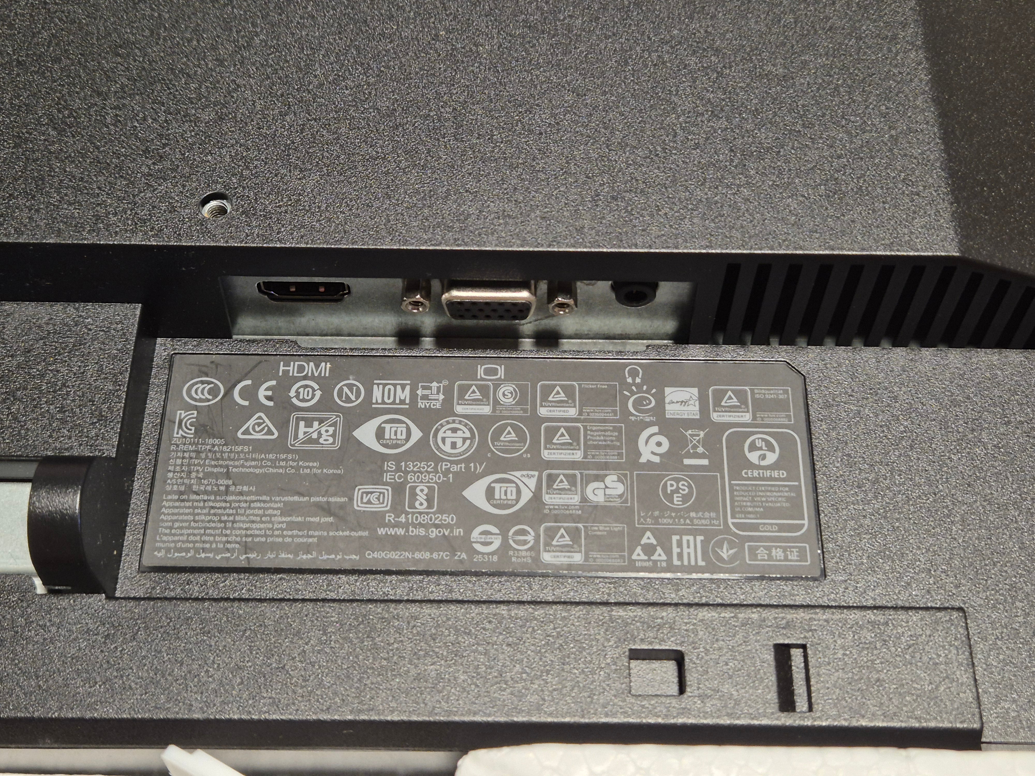 Lenovo ThinkVision S22e-19 21.5” Full HD Monitor - BOXED w/ stand ( 01YY071 ) USED