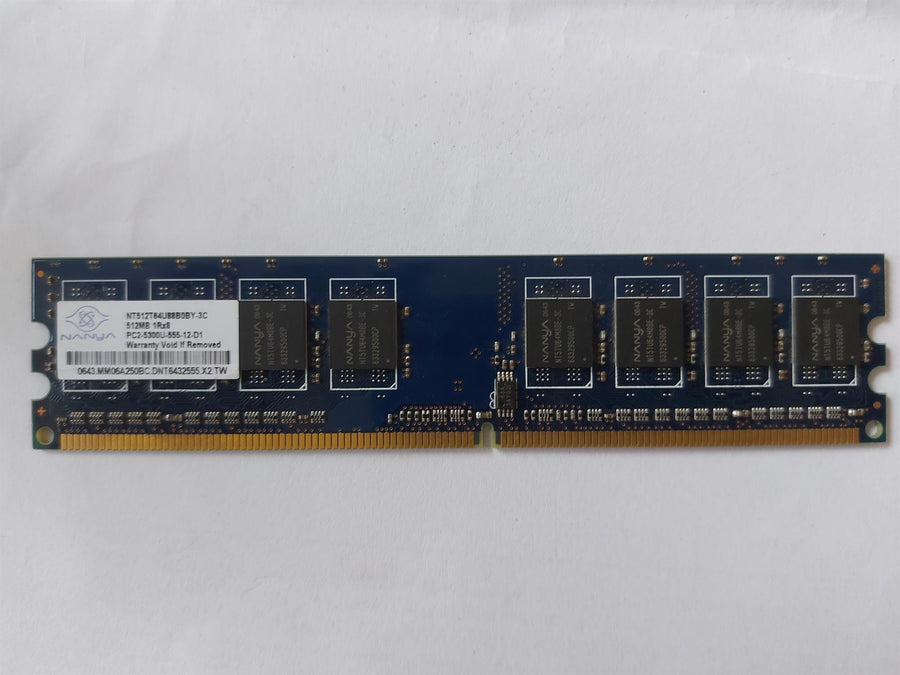 Nanya/HP 512MB PC2-5300 DDR2-667MHz non-ECC Unbuffered CL5 240-Pin DIMM Single Rank Memory Module (NT512T64U88B0BY-3C 377725-888)