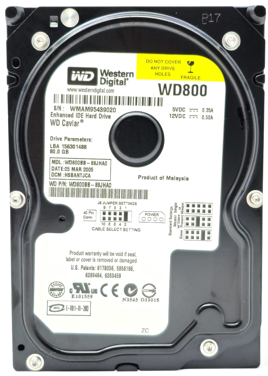Western Digital 80GB 7200RPM IDE 3.5in HDD ( WD800BB-00HEA0 ) REF