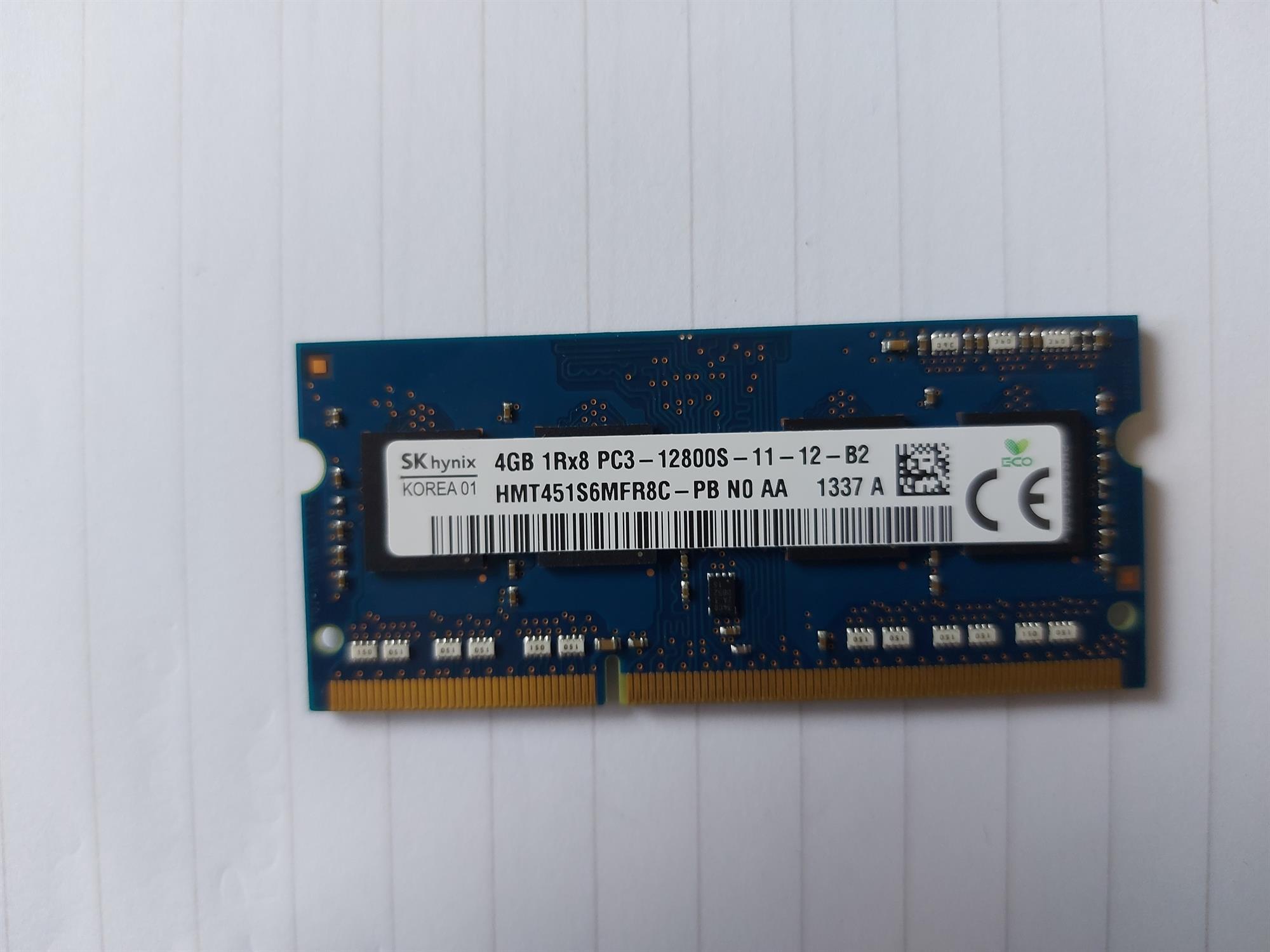 Hynix/Lenovo 4GB PC3-12800 DDR3-1600MHz non-ECC Unbuffered CL11 204-Pin SoDimm Single Rank Memory Module (HMT451S6MFR8C-PB 03X6561)