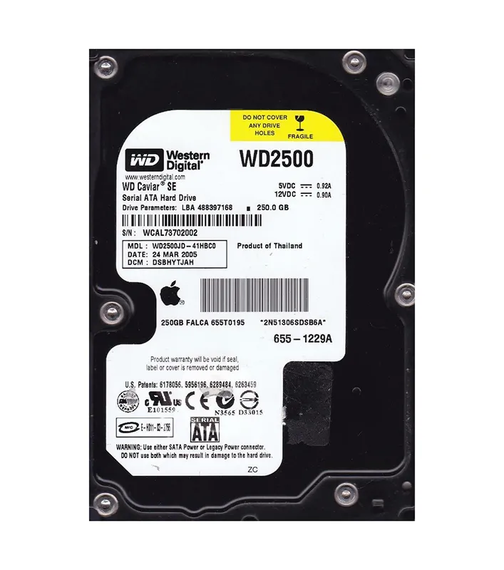 Western Digital Apple 250GB 7200rpm 3.5in HDD ( WD2500JD-41HBC0  655-1229A 655T0195 ) REF