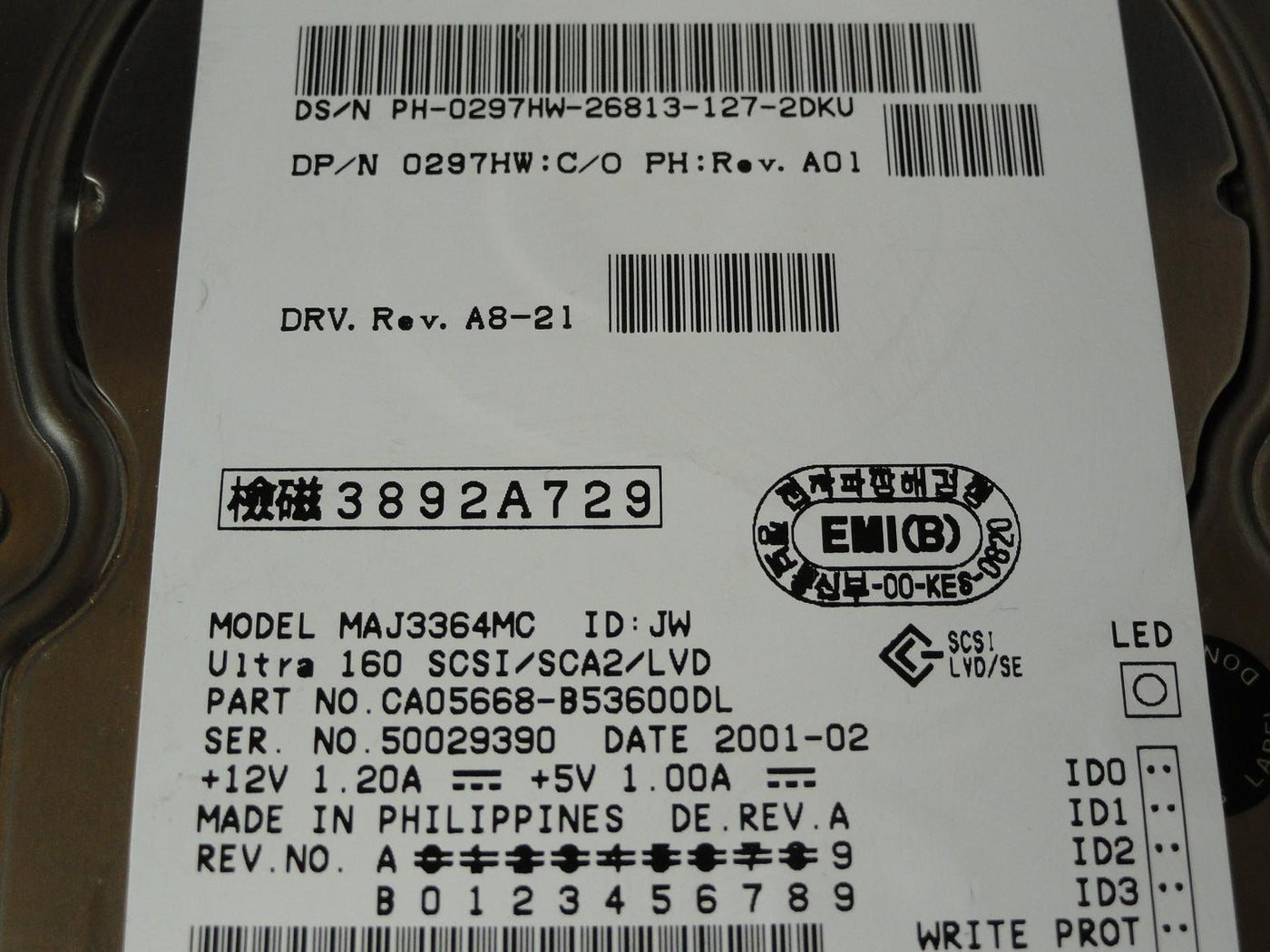 PR23029_CA05668-B53600DL_Fujitsu Dell 36Gb SCSI 80 Pin 10Krpm 3.5in HDD - Image3