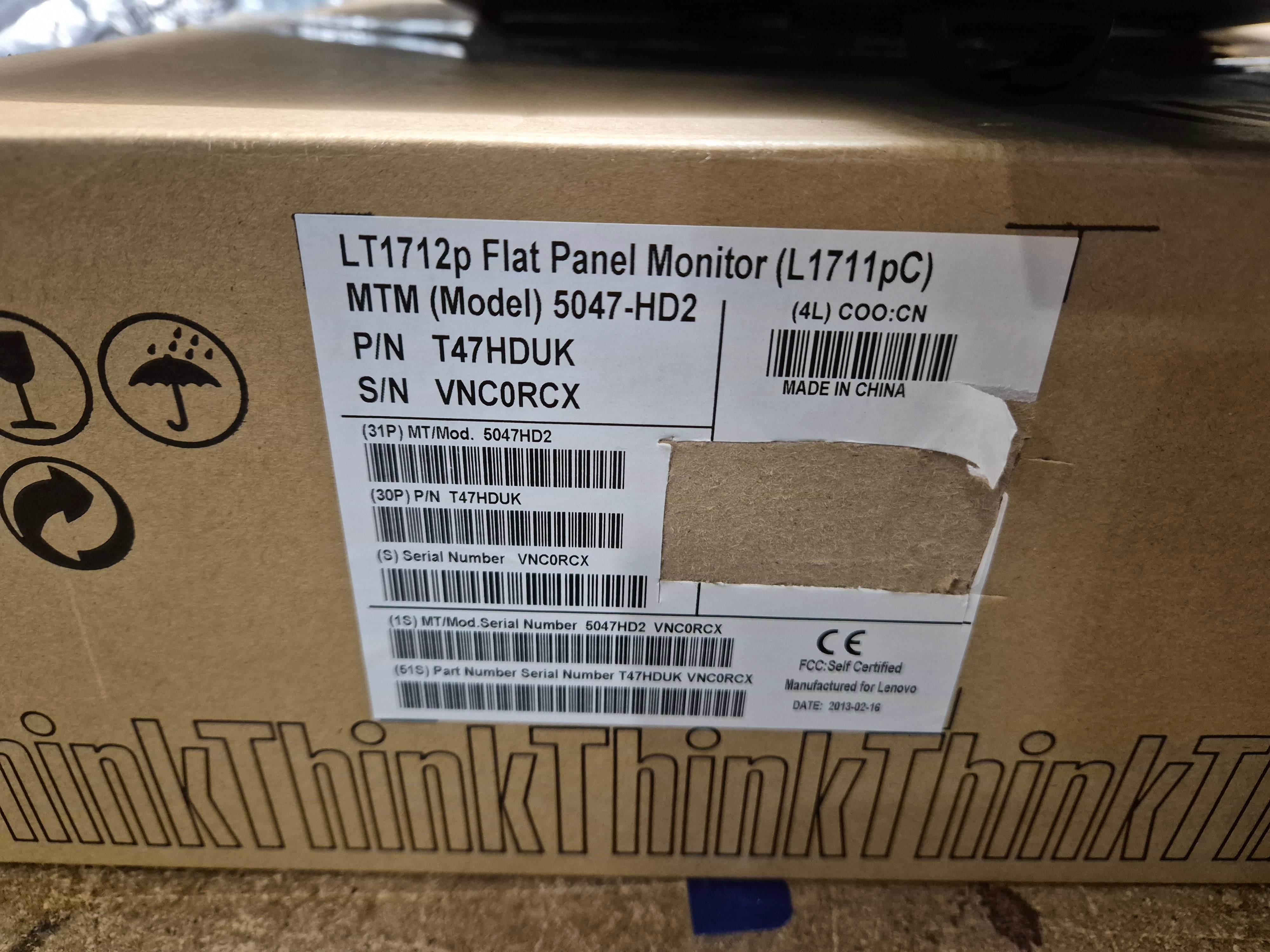 Lenovo ThinkVision LT1712p 17" LCD Flat Panel Monitor ( L1711pC 5047-HC2 03X7959 ) USED