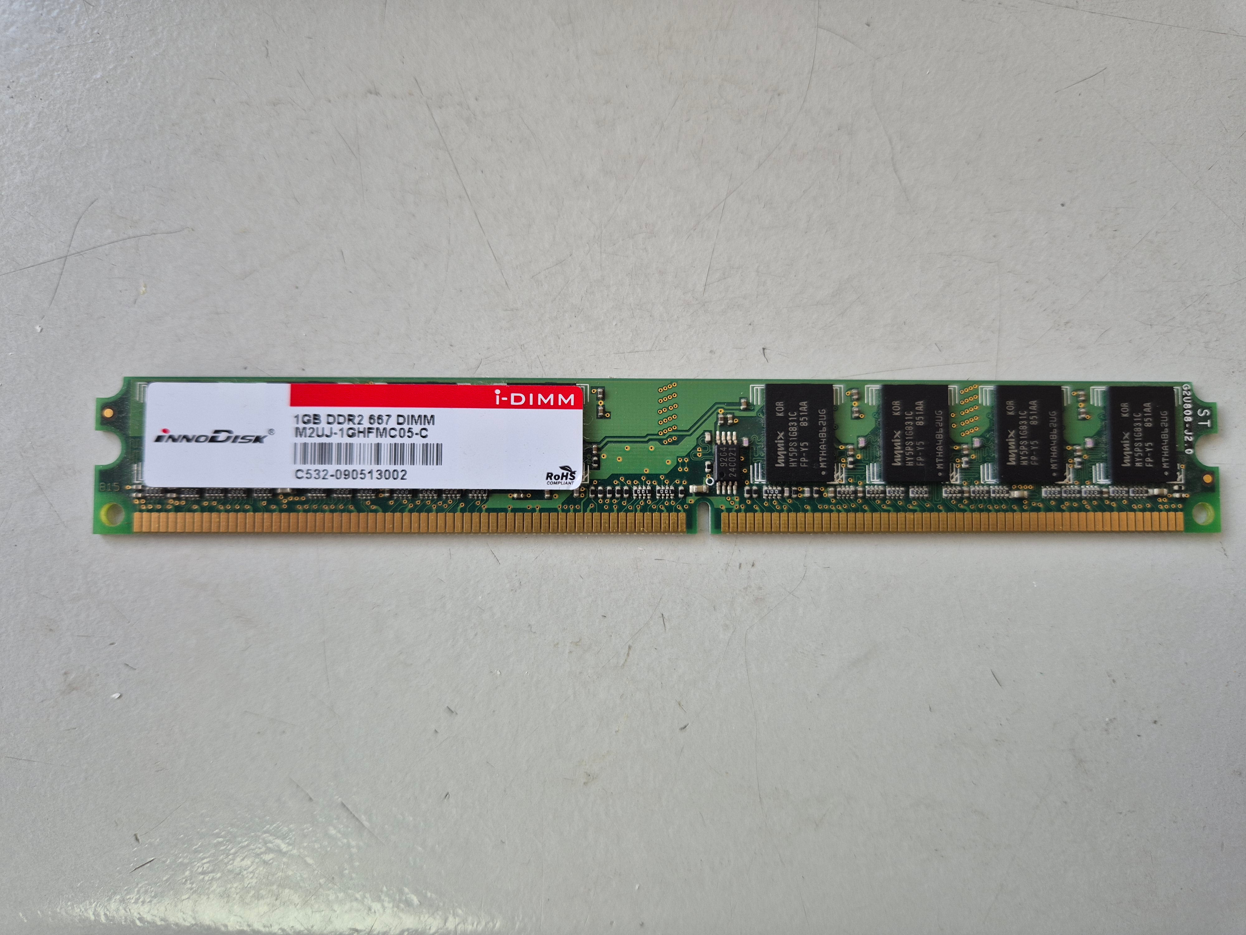 InnoDisk 1GB DDR2 667MHz PC2-5300 nonECC CL5 240-Pin SDRAM Low Profile DIMM ( M2UJ-1GHFMC05-C ) REF
