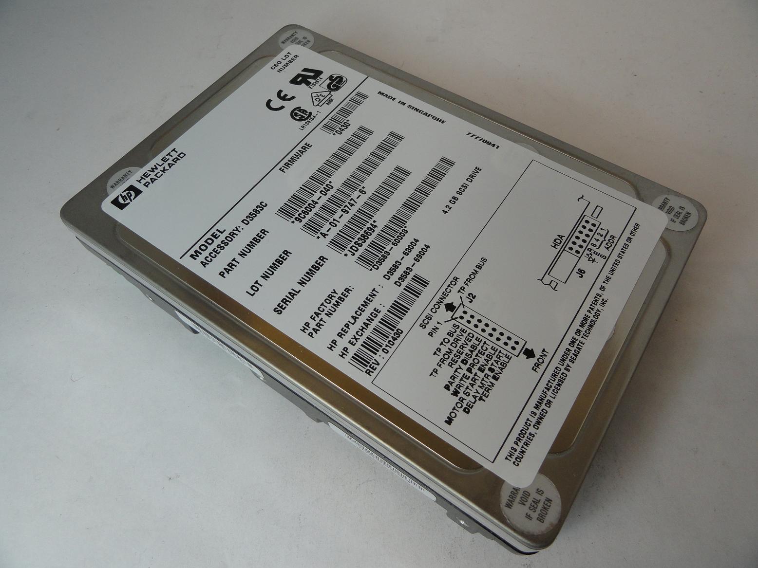 HP Seagate 4.2Gb SCSI 80 Pin 7200rpm 3.5in HDD ( 9C6004-040 D3583C D3583-63004 D3583-60003 D3583-69004 ) USED