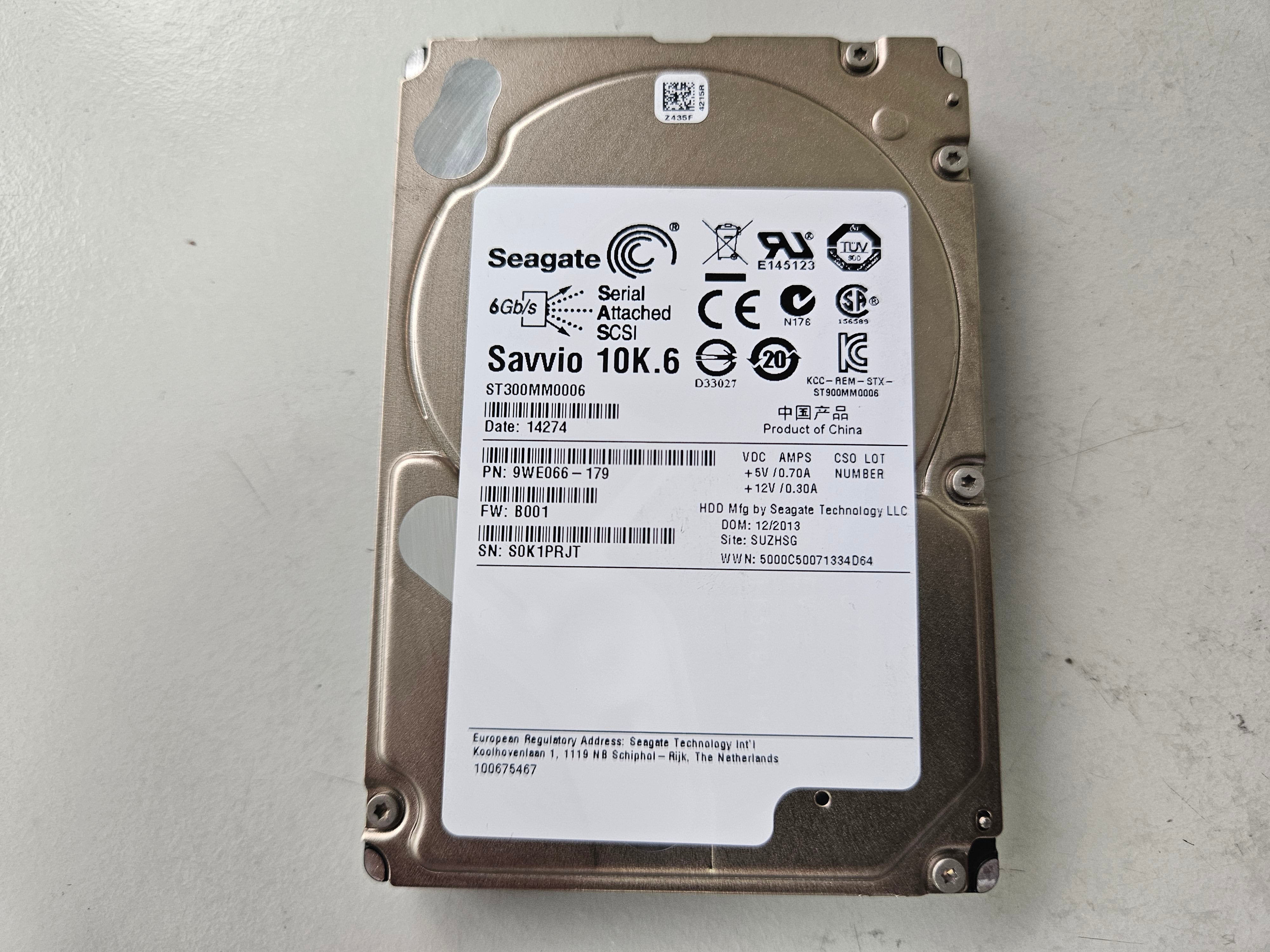Seagate 300GB 10KRPM SAS 2.5in HDD ( 9WE066-179 ST300MM0006 ) REF