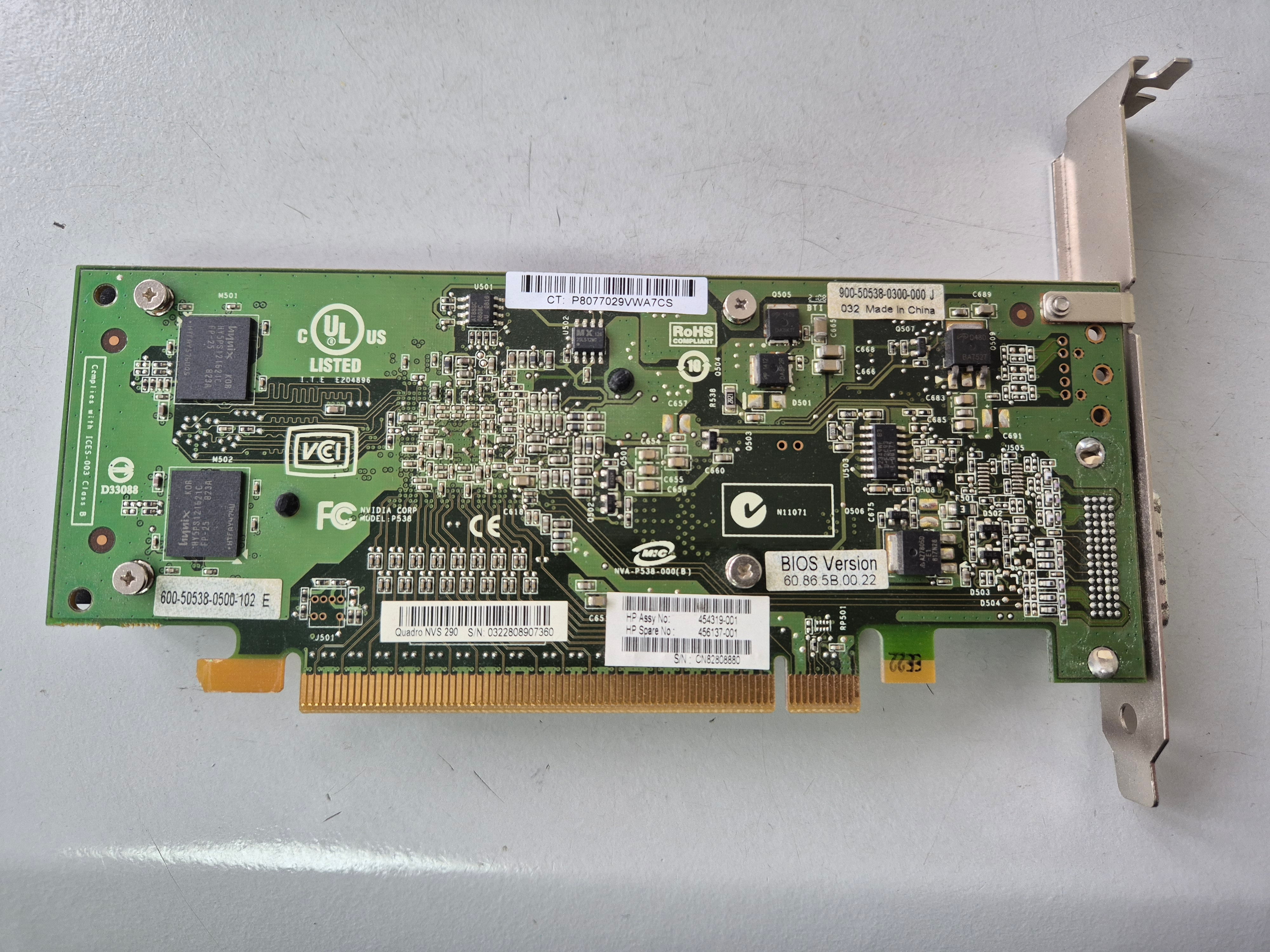 HP QUADRO NVS290 256MB 400MHz GRAPHICS CARD ( 454319-001 ) USED