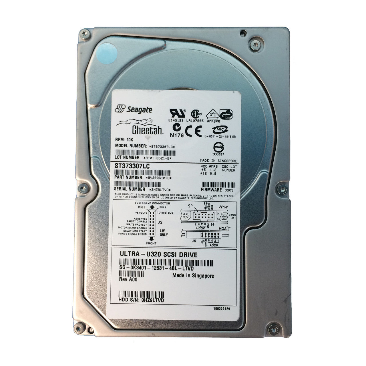 Seagate Dell 73GB SCSI 80 Pin 10Krpm 3.5in HDD ( 9V3006-076 ST373307LC 0K3401 ) REF