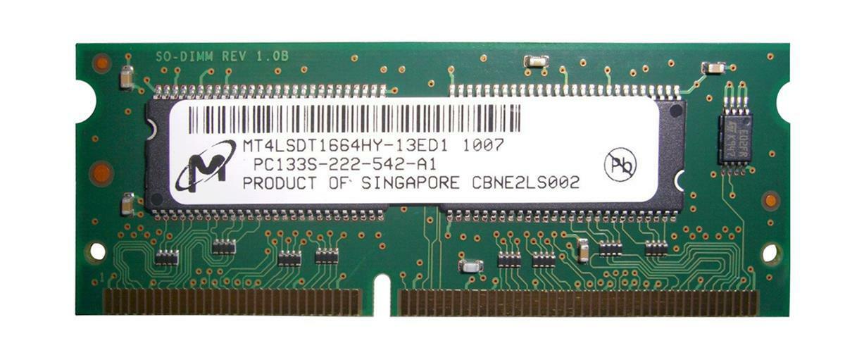 Micron 128MB PC133 133MHz non-ECC Unbuffered CL2 144-pin SoDimm ( MT4LSDT1664HY-13ED1 ) REF