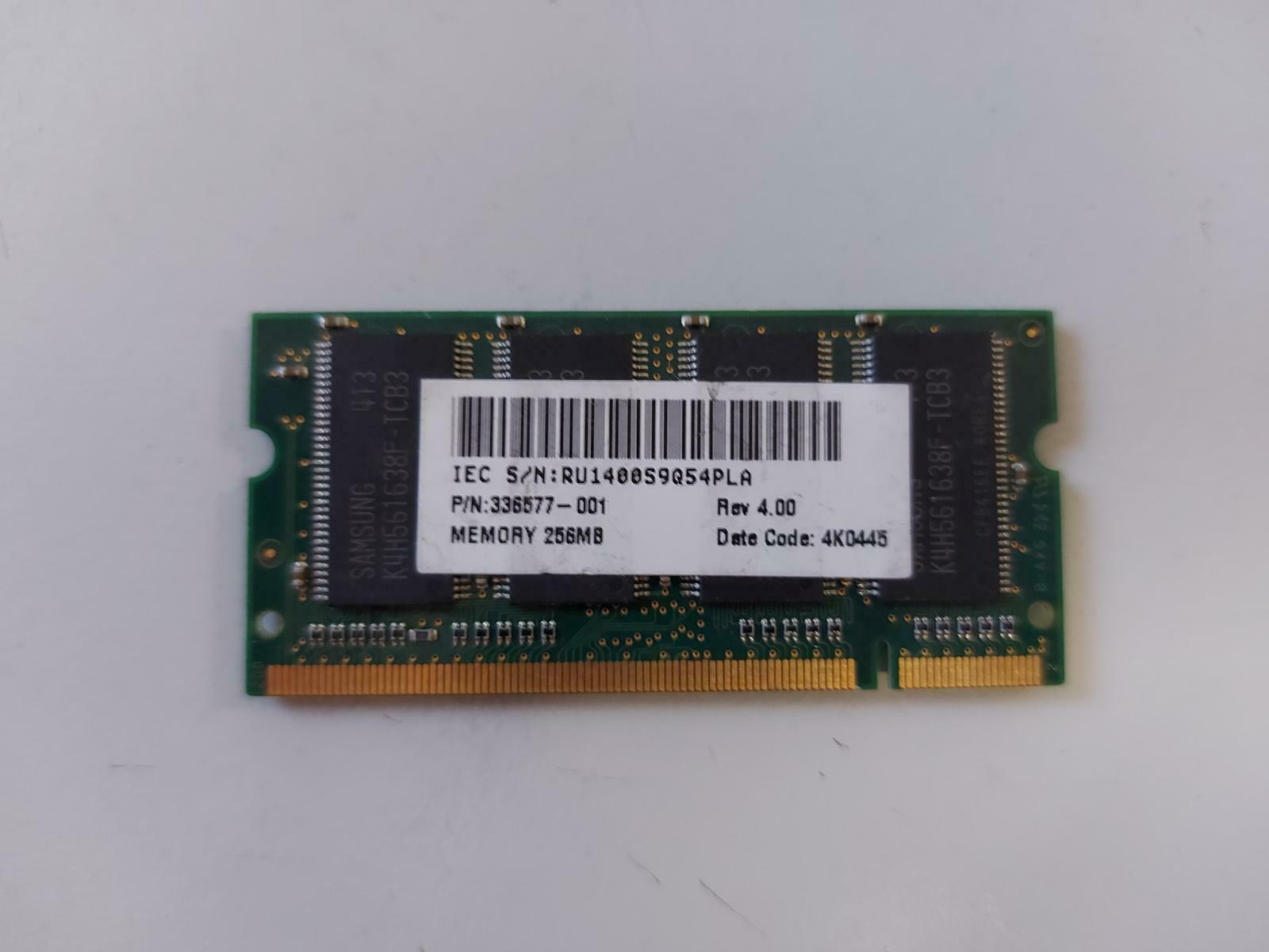 Samsung/HP 256MB PC2700 DDR 200p nonecc CL2.5 SODIMM M470L3224FT0-CB3 336577-001