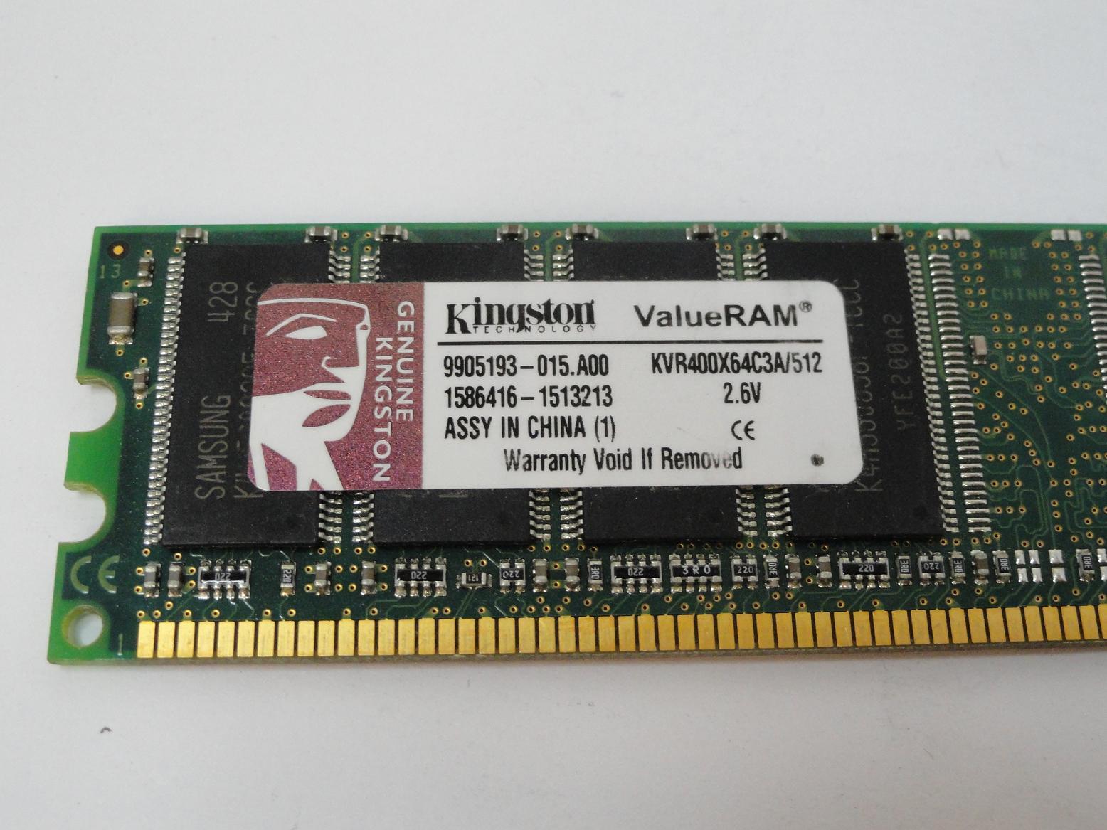 Kingston 512MB PC3200 DDR-400MHz DIMM RAM ( 9905193-015.A00 KVR400X64C3A/512 ) REF