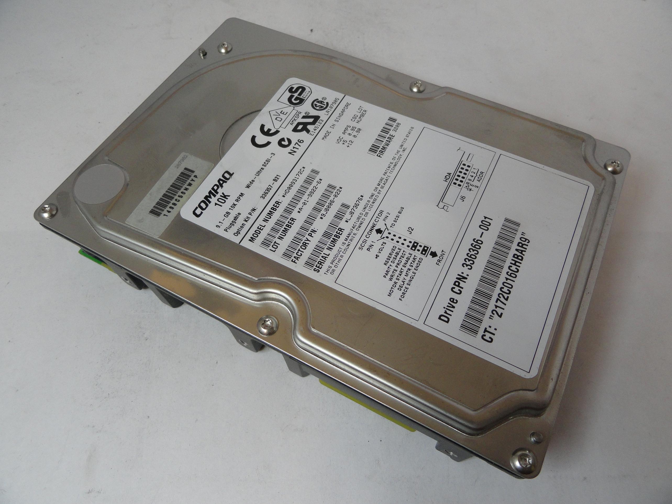 Compaq Seagate 9.1GB SCSI 10krpm 3.5" HDD ( 336366-001 9J8006-022 HD0093172C ) REF