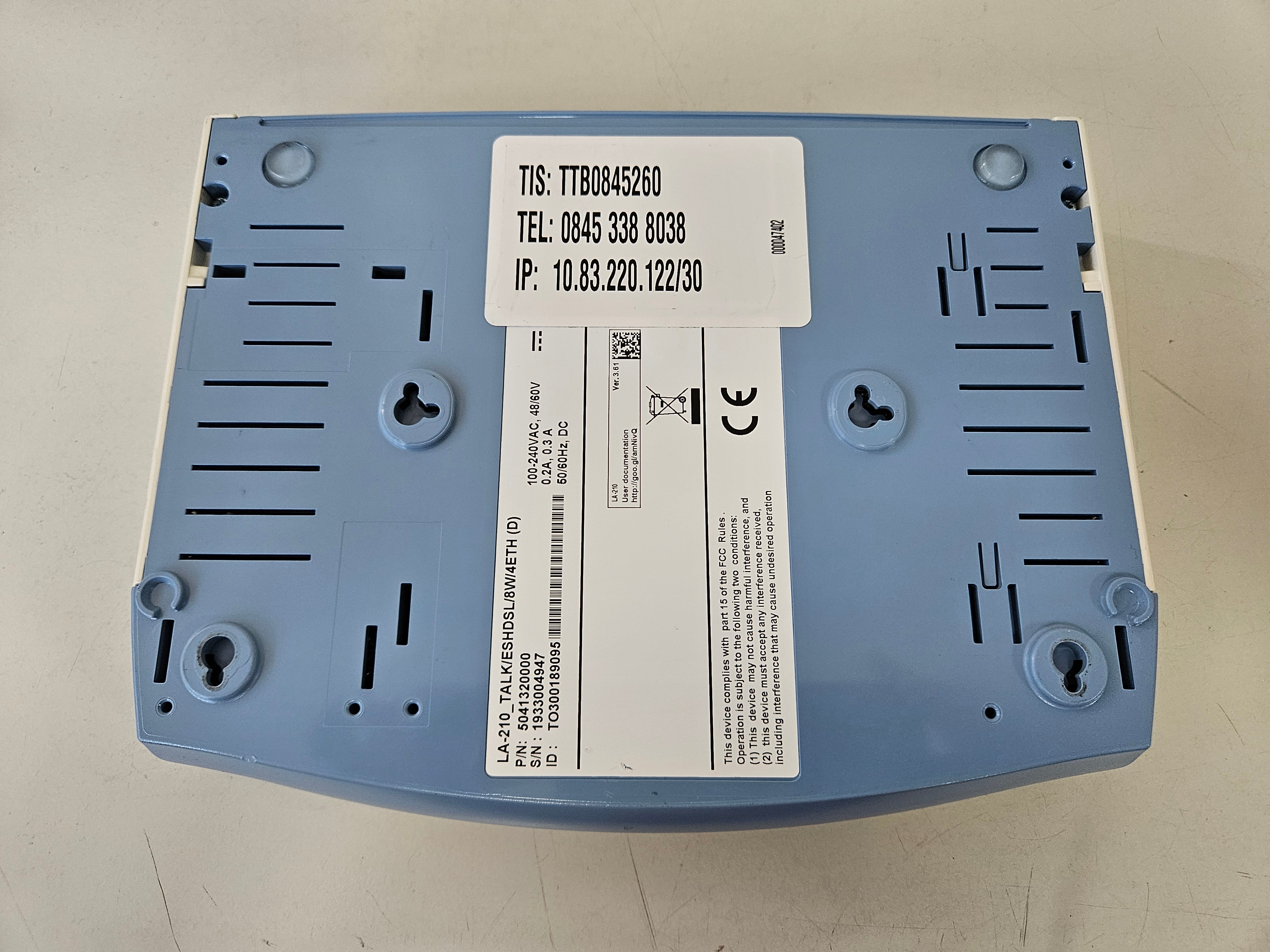 RAD Network Termination Unit NO PSU ( LA-210 LA-210_TALK/ESHDSL/8W/4ETH(D) 5041320000 ) USED