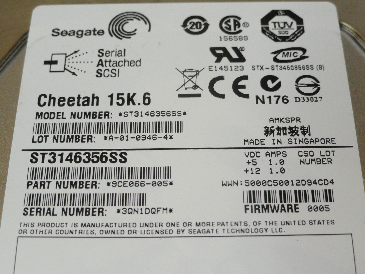 Seagate 18.4GB SCSI 50 Pin 7200rpm 3.5in HDD ( 9U2004-001 ST318417N ) USED