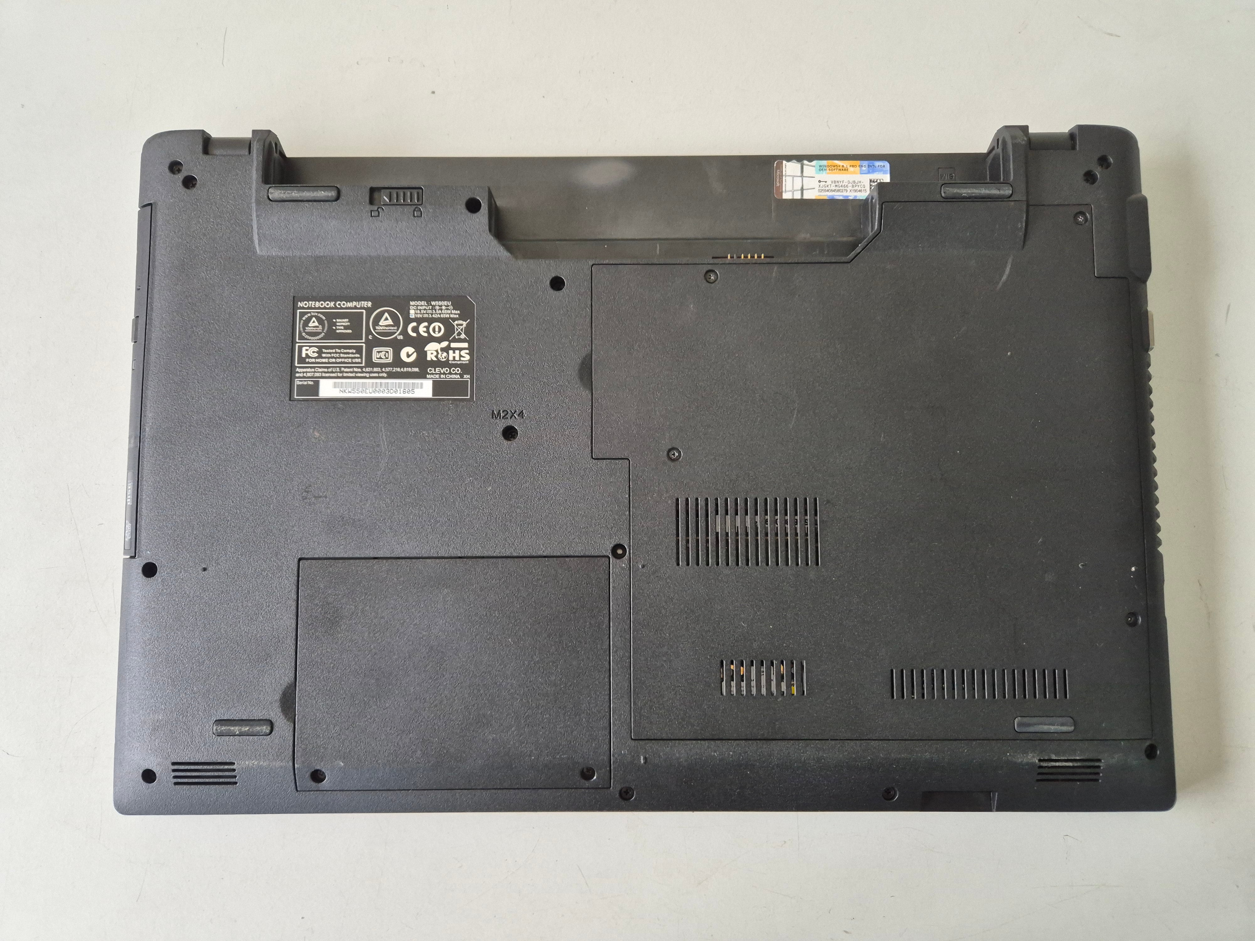 Clevo W550EU Notebook PC Dual Core NO OS NO HDD 4GB RAM Win8.1Pro COA Present 15.6" SPR