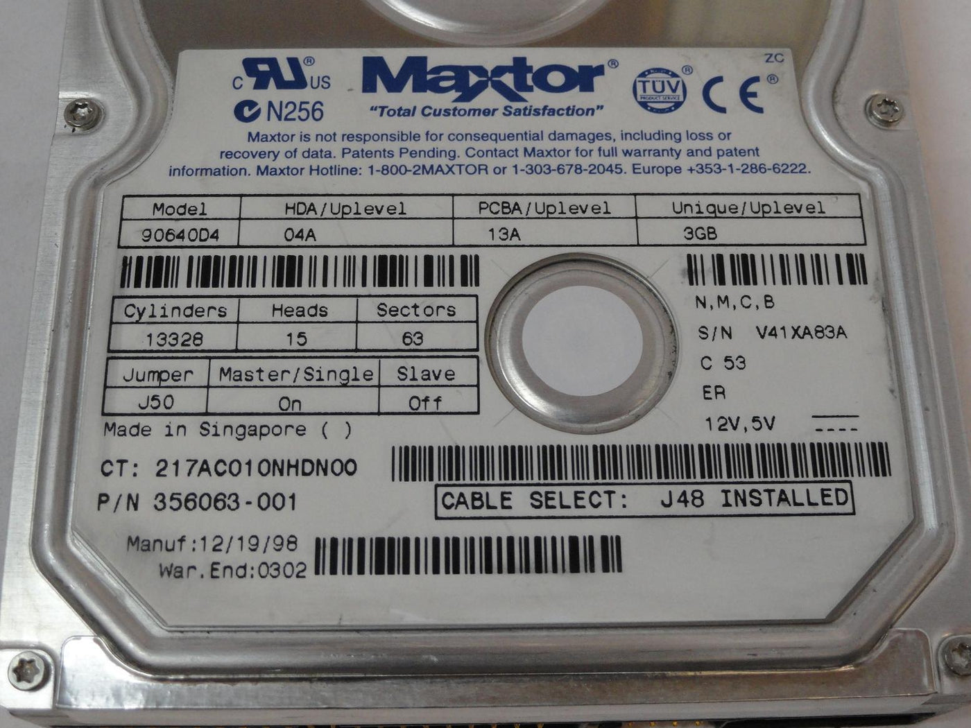 Maxtor Compaq 6.4GB IDE 5400rpm 3.5in HDD ( 90640D4 90640D4 356063 001  Maxtor Compaq )