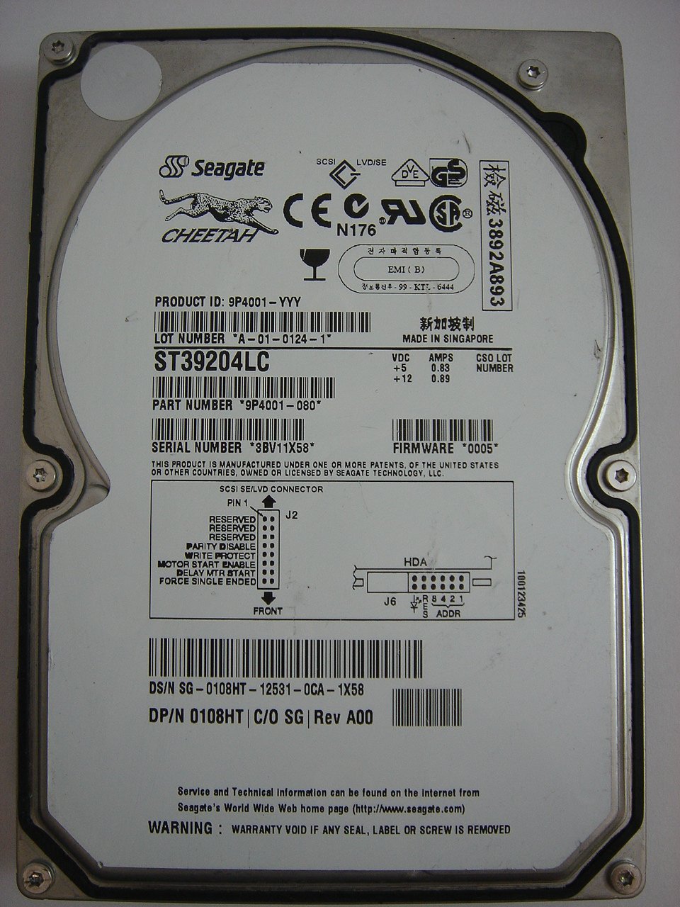 9P4001-080 - Dell Seagate 9Gb 3.5" SCSI 80pin Cheetah Hard Drive - Refurbished