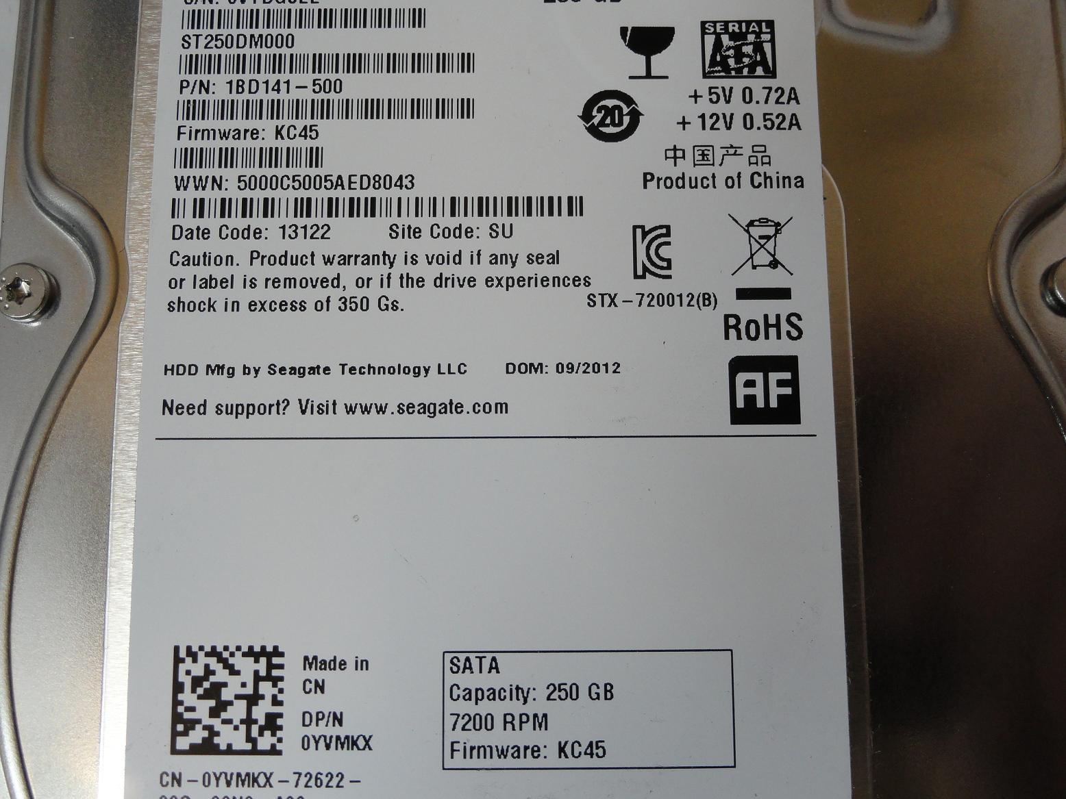 PR23786_1BD141-500_Seagate Dell 250GB SATA 7200rpm 3.5in HDD - Image3