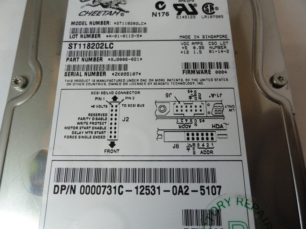 9J9006-021 - Seagate Dell 18GB SCSI 80 Pin 10Krpm 3.5in Certified Refurbished Cheetah HDD in Caddy - USED
