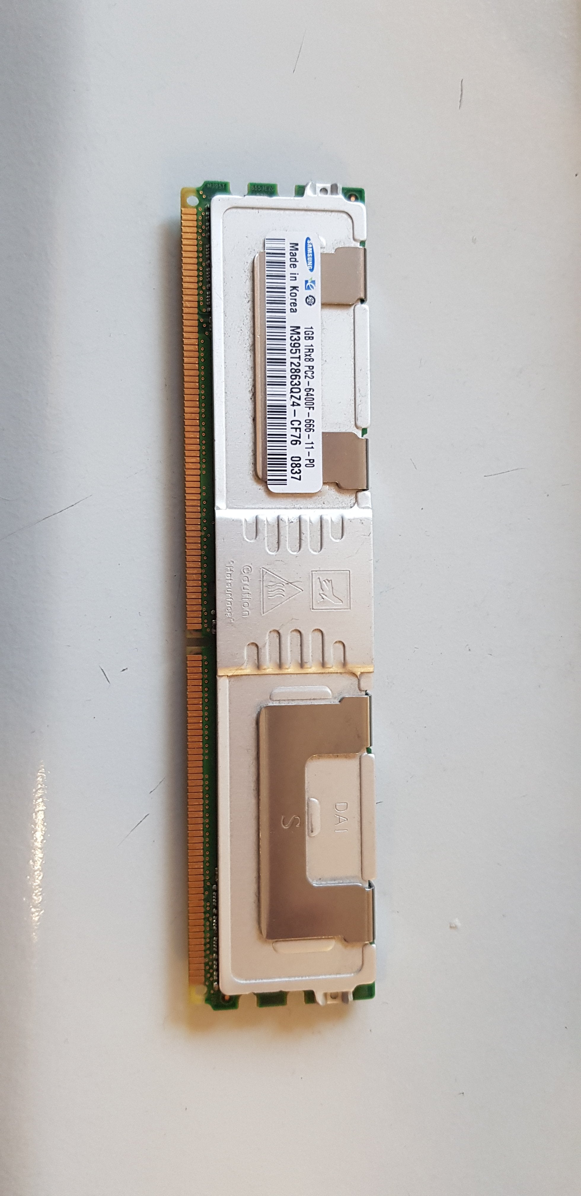 Samsung 1GB DDR2 Fully Buffered FB ECC PC2-6400 800Mhz 1Rx8 DIMM Memory (M395T2863QZ4-CF76