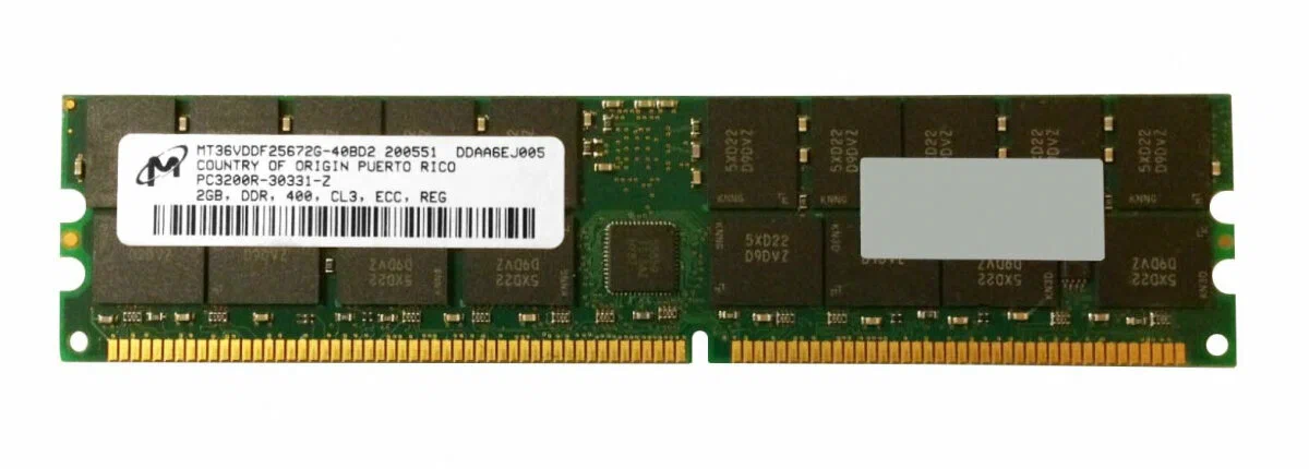 Micron 2GB DDR-400 PC3200 RDIMM 184-Pin CL3 ( MT36VDDF25672G-40BD2 ) REF