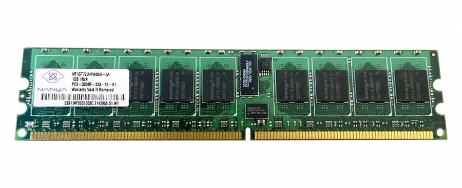 Nanya 1GB PC2-3200 DDR2-400 CL3 ECC Reg RAM ( NT1GT72U4PA0BU-5A ) REF