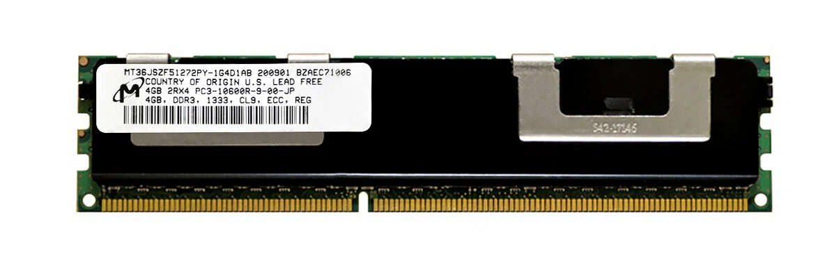 Micron 4GB DDR3-1333MHz PC3-10600 ECC Registered CL9 240-Pin DIMM ( MT36JSZF51272PY-1G4D1 ) REF