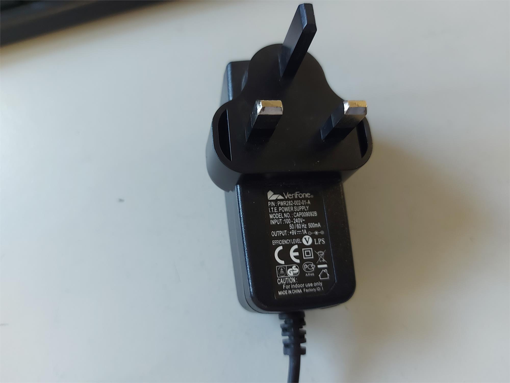 Verifone PWR282-002-02-A 9V 1A  AC Plug Power Adapter (CAP009092B)