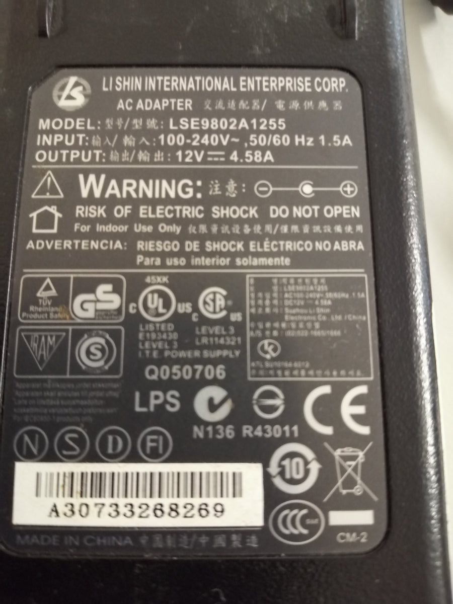 LI SHIN AC ADAPTER IN 240 V OUT12V ( LSE9802A1255 USED )