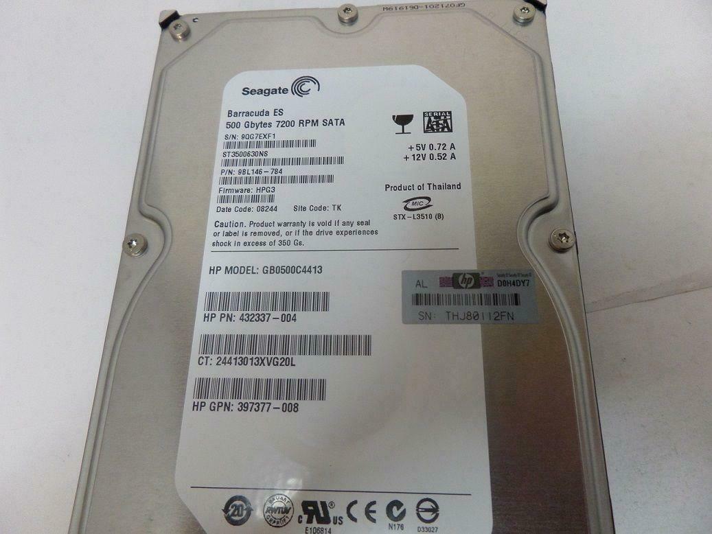 Seagate HP 500Gb 7200RPM 3.5in SATA HDD ( ST3500630NS 9BL146-784 432337-004 397377-008 GB0500C4413 ) REF