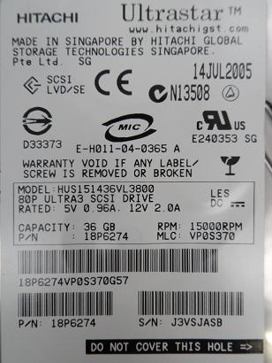 PR23710_18P6274_Hitachi 36GB 15K RPM U320 80pin SCSI - Image2