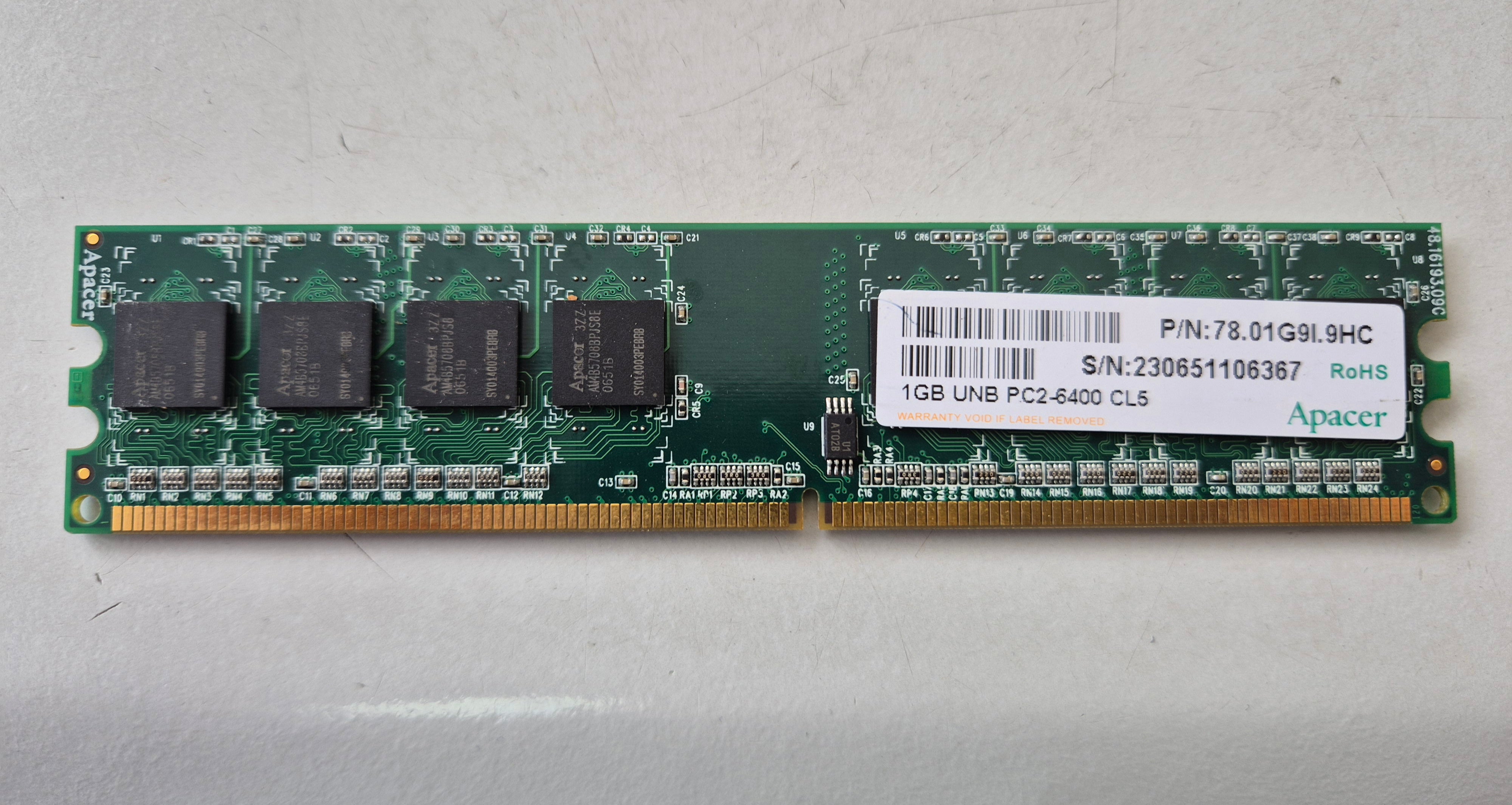 Apacer 1GB DDR2 PC2-6400 CL5 DIMM ( 78.01G9I.9HC ) REF