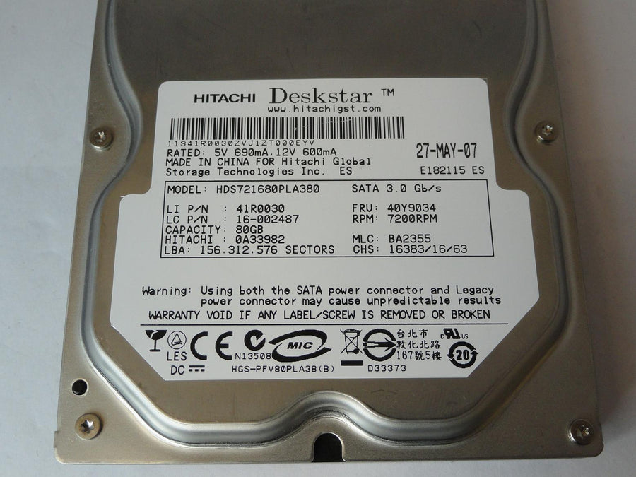 PR16239_0A33982_Hitachi IBM 80GB SATA 7200rpm 3.5in HDD - Image2