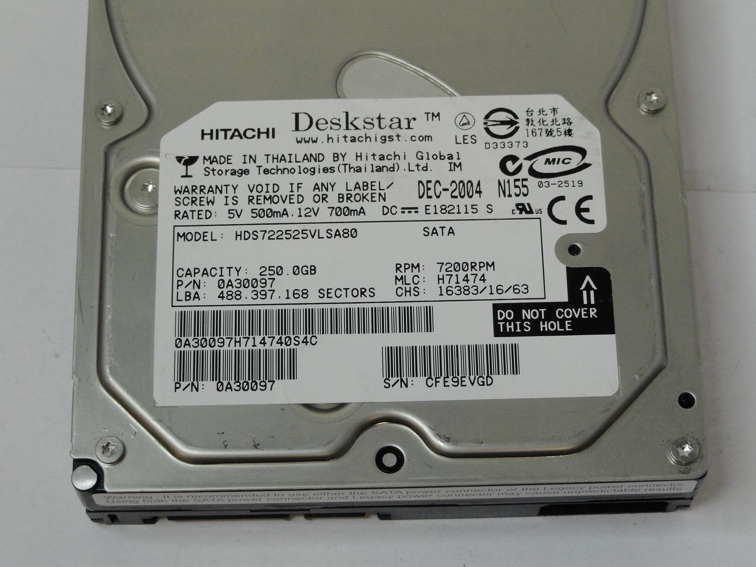 PR10929_0A30097_Hitachi 250GB SATA 7200rpm 3.5in HDD - Image3