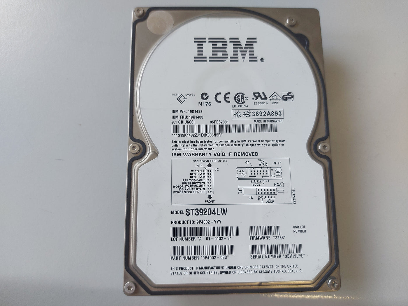 IBM Seagate Cheetah 9.2GB 10Krpm SCSI 68-Pin 3.5in HDD ( 19K1482 19K1483 ST39204LW 9P4002-033 ) REF