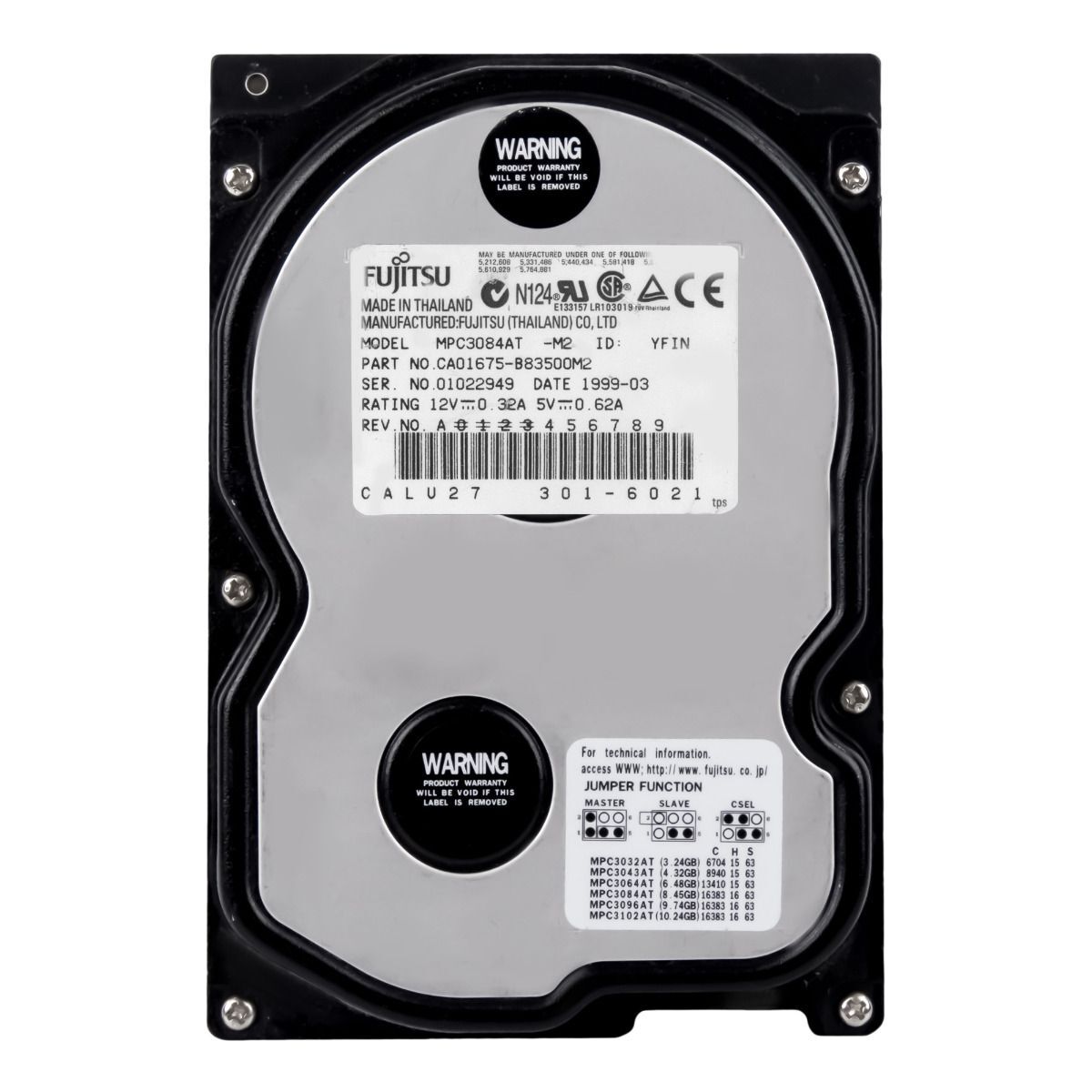 Fujitsu 8GB IDE Hard Drive ( MPC3084AT CA01675-B83500M2 ) REF