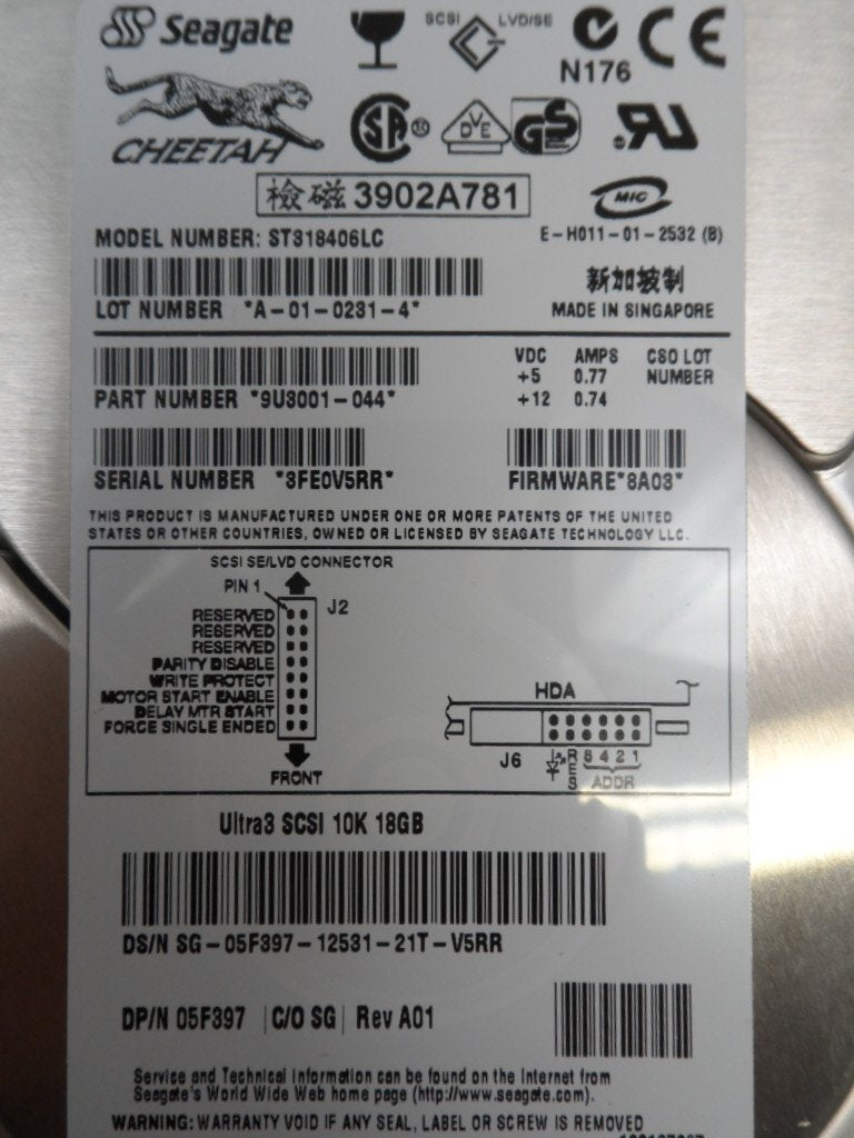PR22086_9U3001-044_Seagate Dell 18GB SCSI 80 Pin 10Krpm 3.5in HDD - Image3