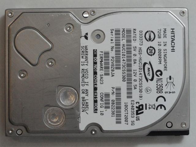 PR00502_0B22381_Hitachi Ultrastar 73GB SAS 10Krpm 2.5in HDD - Image2