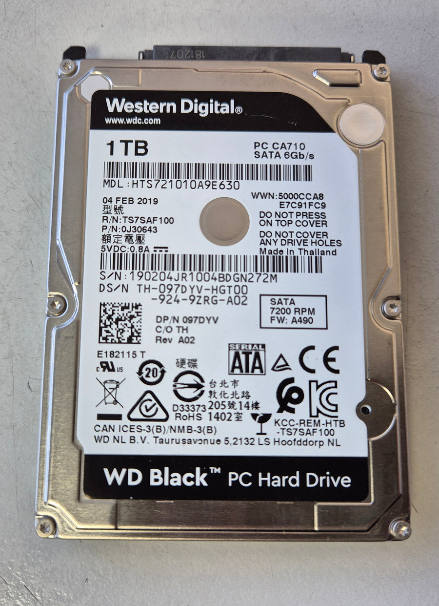 Western Digital Dell Black 1TB 7.2K SATA 2.5" HDD ( HTS721010A9E630 0J30643 097DYV ) REF