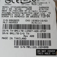PR22235_08K0855_Hitachi Dell 20Gb IDE 5400rpm 2.5in HDD - Image3