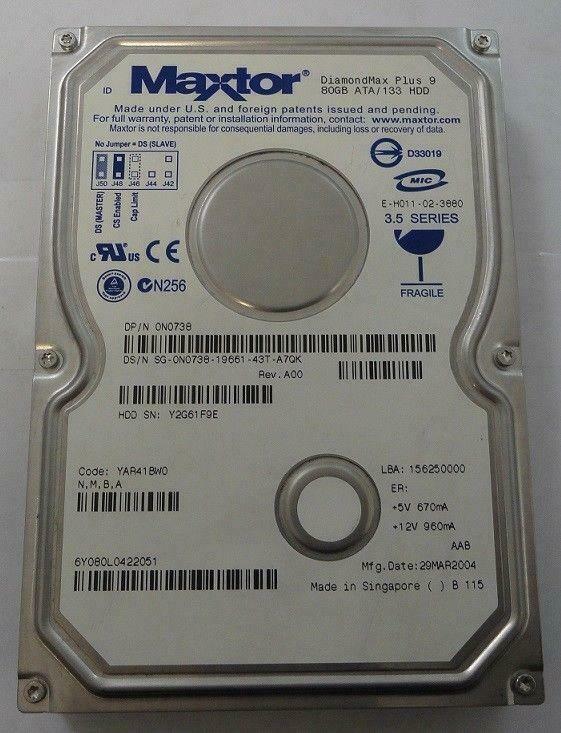 Maxtor Dell 80GB IDE 7200rpm 3.5in HDD ( 6Y080L0 0N0738 ) REF