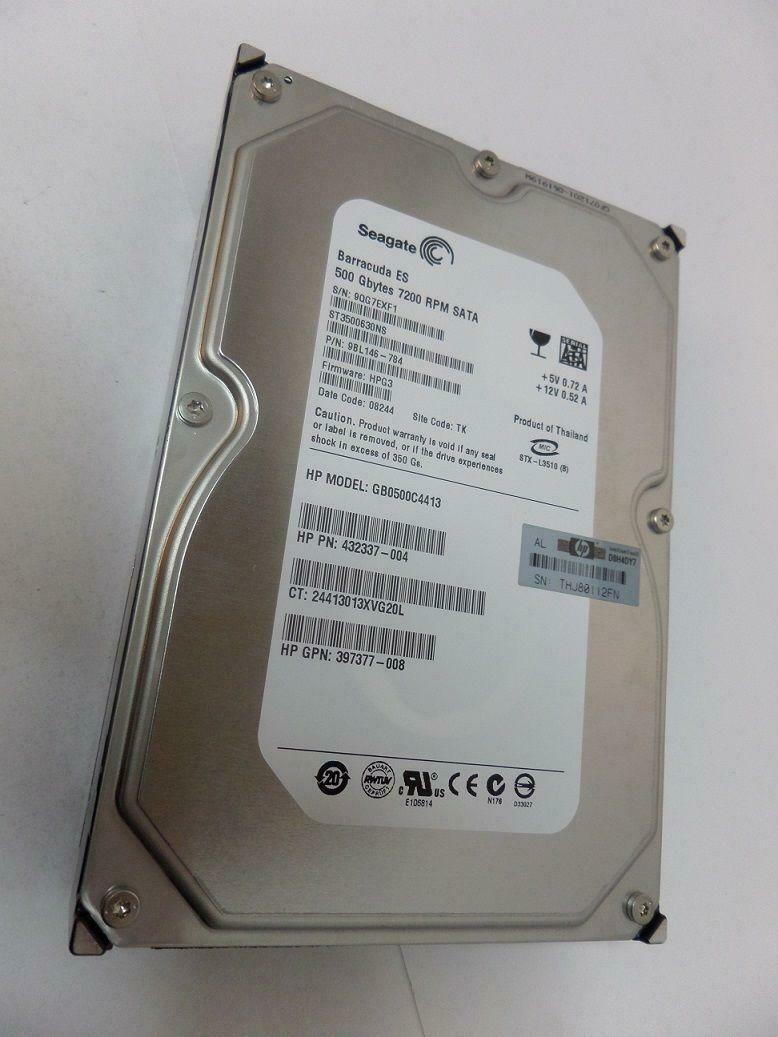 Seagate HP 500Gb 7200RPM 3.5in SATA HDD ( ST3500630NS 9BL146-784 432337-004 397377-008 GB0500C4413 ) REF