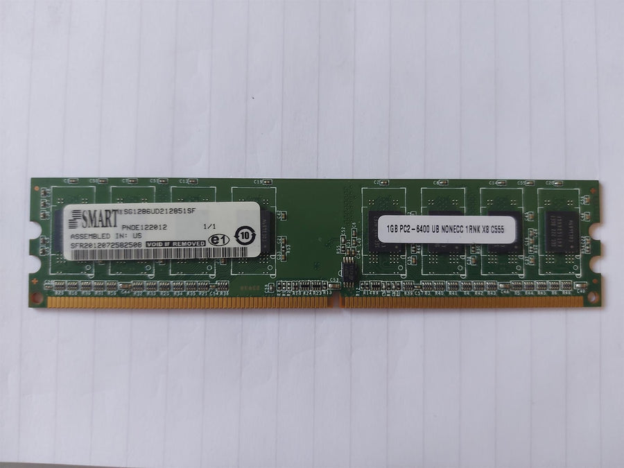 Smart 1GB PC2-6400 800MHz Unbuffered NonECC 1Rx8 DDR2 DIMM Memory Module (SG1286UD212851SF)