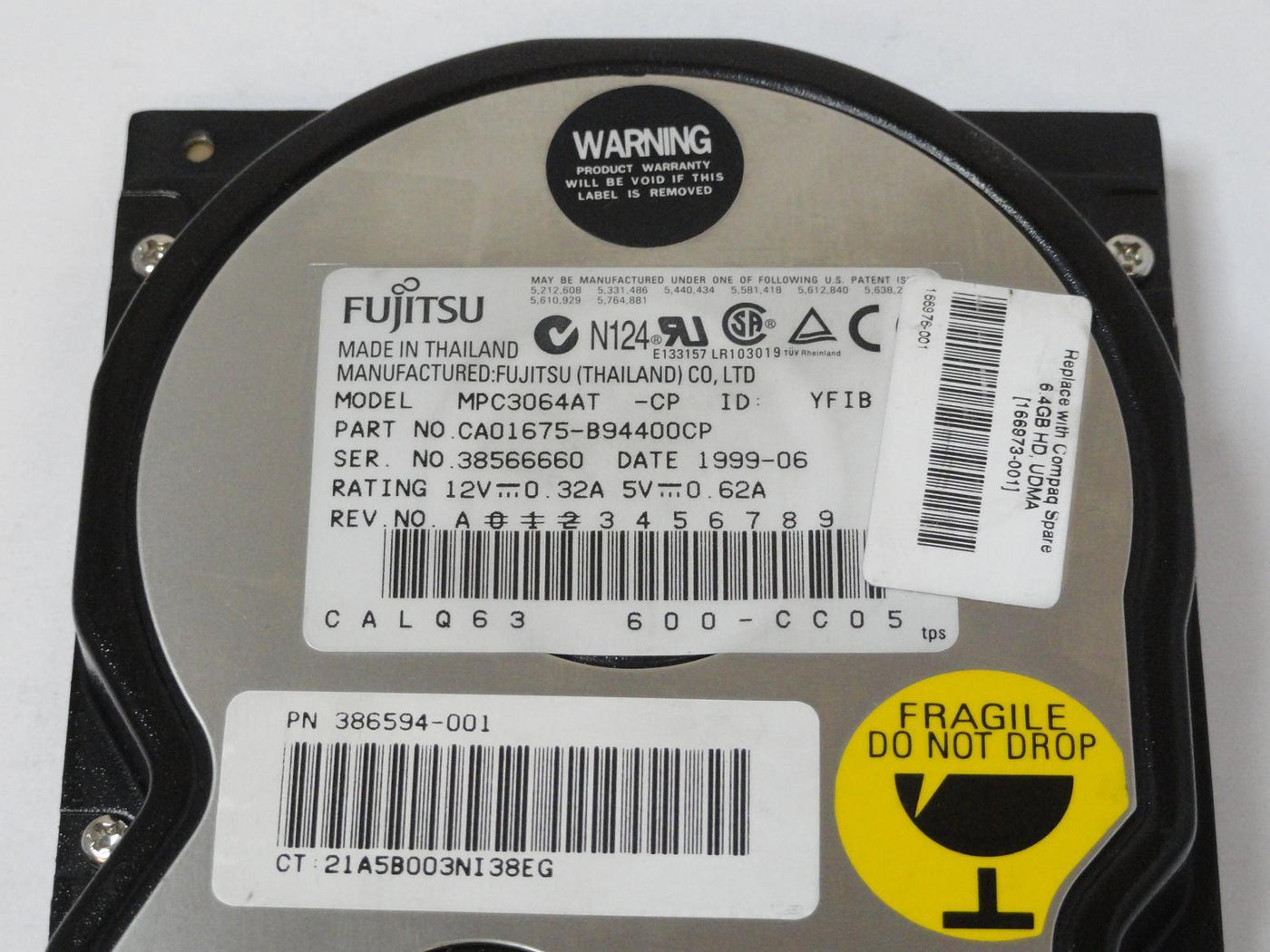 Fujitsu HP 6.4GB IDE 5400rpm HDD ( CA01675-B94400CP MPC3064AT 166973-001 386594-001 ) REF