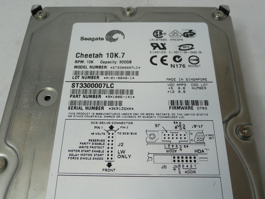 9X1006-141 - Seagate 300Gb SCSI 80 Pin 10Krpm 3.5in HDD - USED