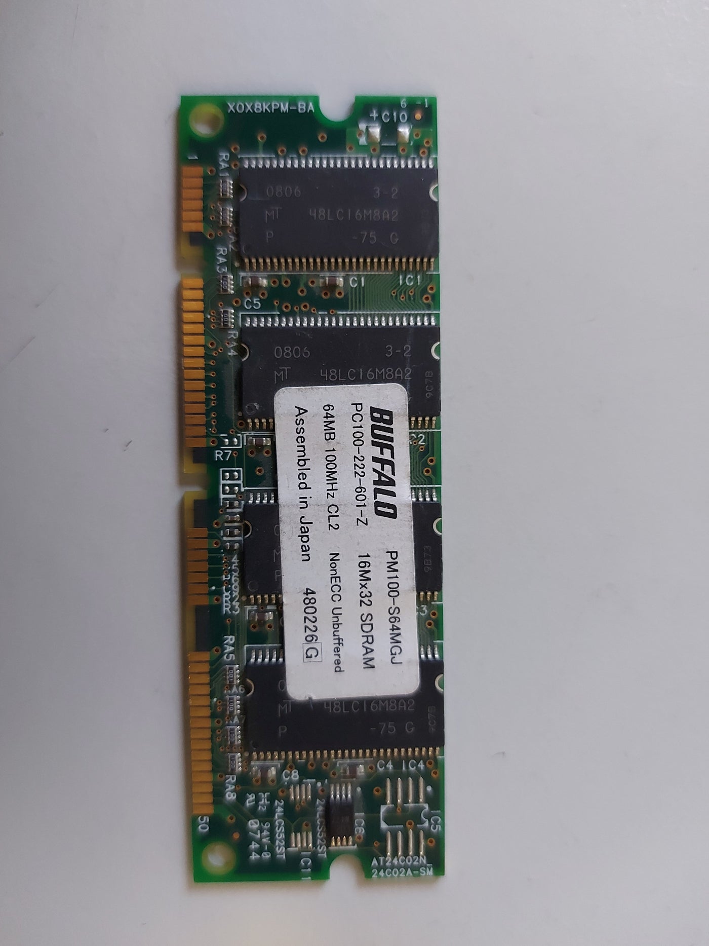 Buffalo 64MB PC100 100MHz CL2 nonECC Unbuffered 100pin DIMM Printer PM100-S64MGJ